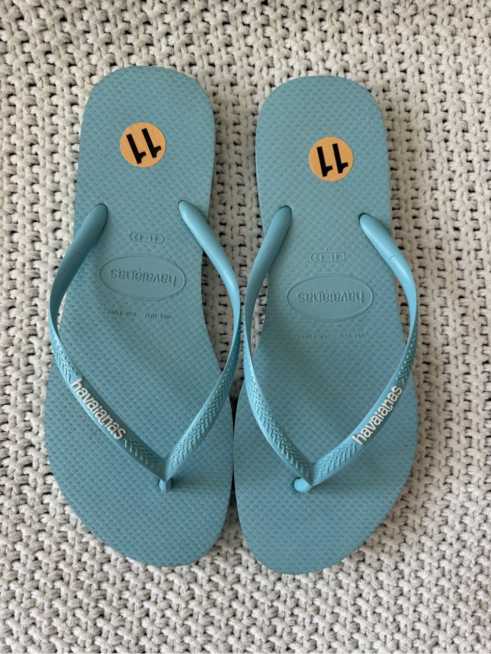 Havaianas Slim Aqua Blue Flip Flops Size 11/12